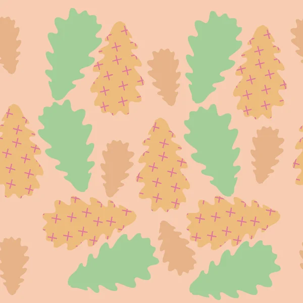 Бесшовный Рисунок Абстрактных Красочных Простых Листьев — стоковый вектор
