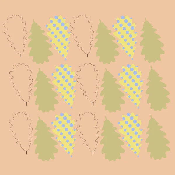 Naadloze Patroon Van Abstracte Kleurrijke Eenvoudige Bladeren — Stockvector