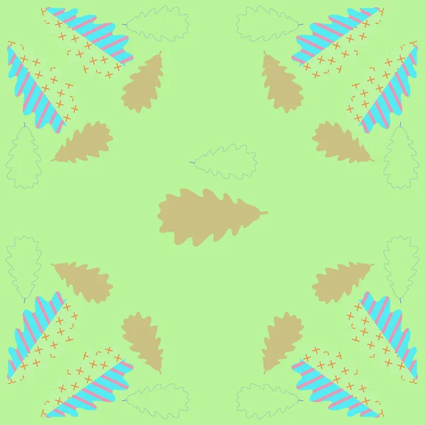 Seamless Pattern Abstract Colorful Simple Leaves — Stock Vector