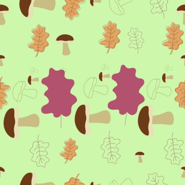 Soyut renkli yaprakları ve mantar Dikişsiz desen