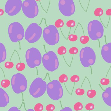 renkli arka plan üzerinde erik, kopyalama alanı