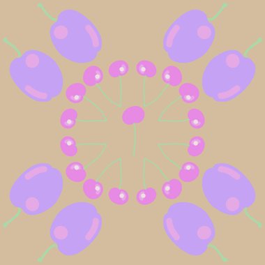 renkli arka plan üzerinde erik, kopyalama alanı