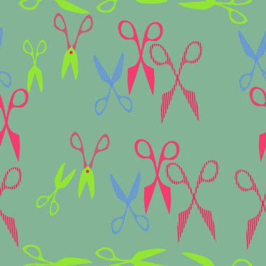 Soyut renkli makas Dikişsiz desen