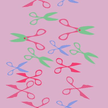 Soyut renkli makas Dikişsiz desen