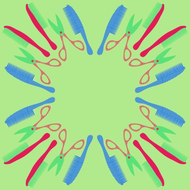 Soyut renkli makas ve fırçalar Dikişsiz desen