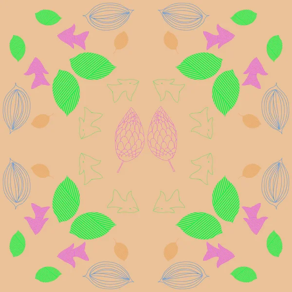 抽象的な色とりどりの葉とタマネギの継ぎ目のないパターン — ストックベクタ
