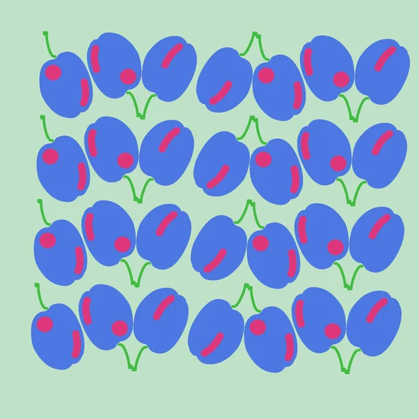 五颜六色的背景上的李子 复制空间 — 图库矢量图片