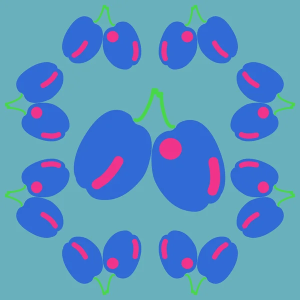 Ciruelas Sobre Fondo Colorido Espacio Copia — Vector de stock