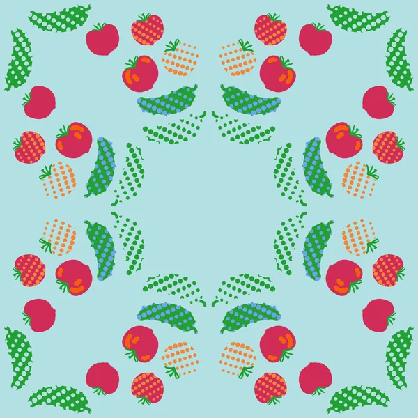 Tomates Concombres Motif Demi Teinte Sans Couture — Image vectorielle