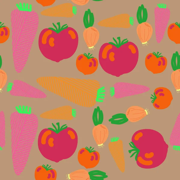 抽象五颜六色蔬菜的无缝图案 — 图库矢量图片