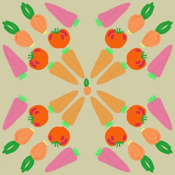 Modèle Sans Couture Légumes Colorés Abstraits — Image vectorielle
