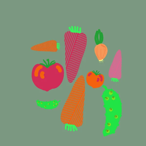 抽象五颜六色蔬菜的无缝图案 — 图库矢量图片