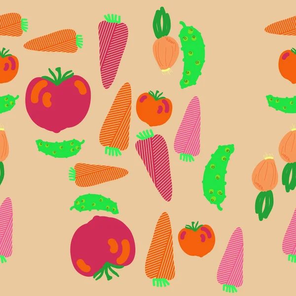 Patrón Sin Costuras Verduras Coloridas Abstractas — Vector de stock