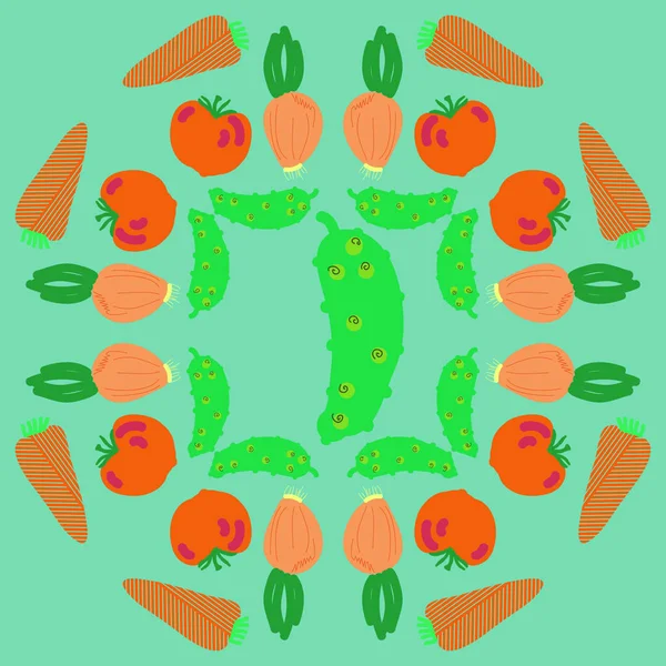 抽象的な色とりどりの野菜の継ぎ目がないパターン — ストックベクタ