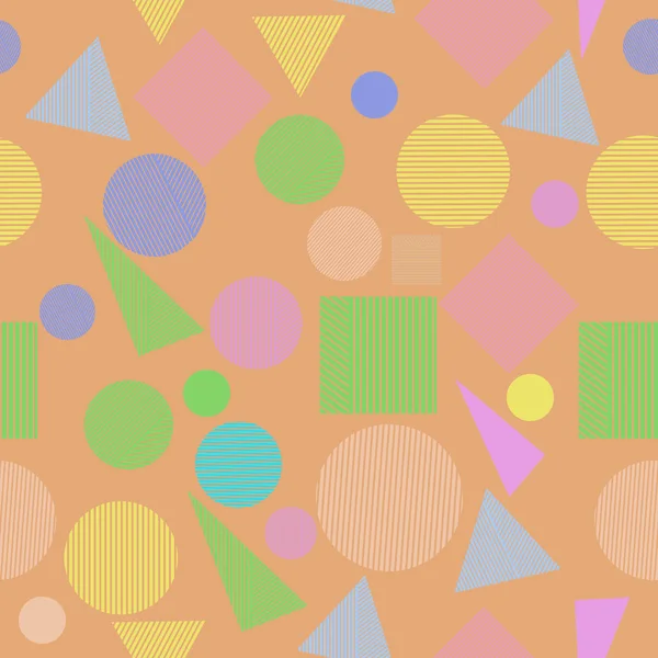Gestreepte Rechthoeken Cirkels Driehoeken Abstract Patroon — Stockvector