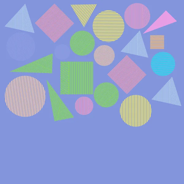 Полосатые Прямоугольники Круги Треугольники Абстрактный Узор — стоковый вектор