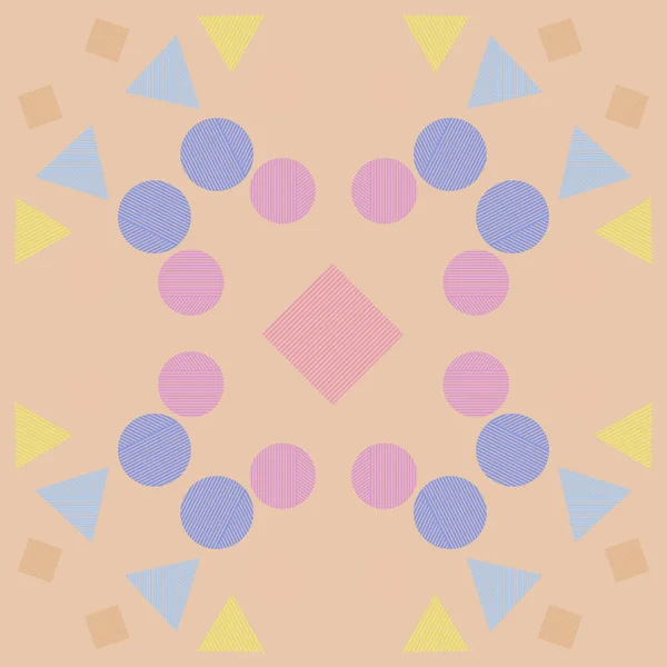 Gestreepte Rechthoeken Cirkels Driehoeken Abstract Patroon — Stockvector