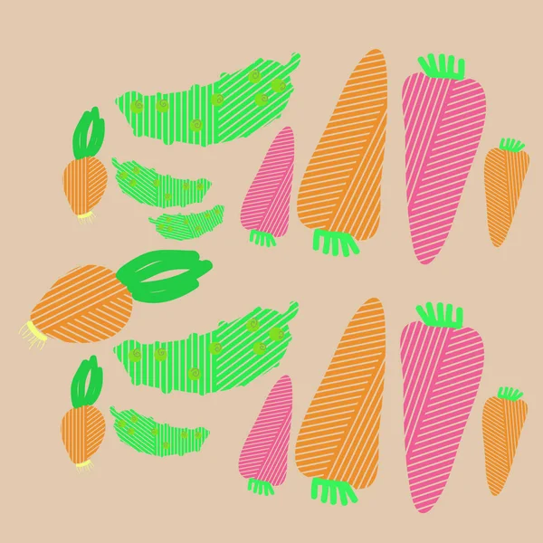 Modèle Rayé Légumes Illustration — Image vectorielle