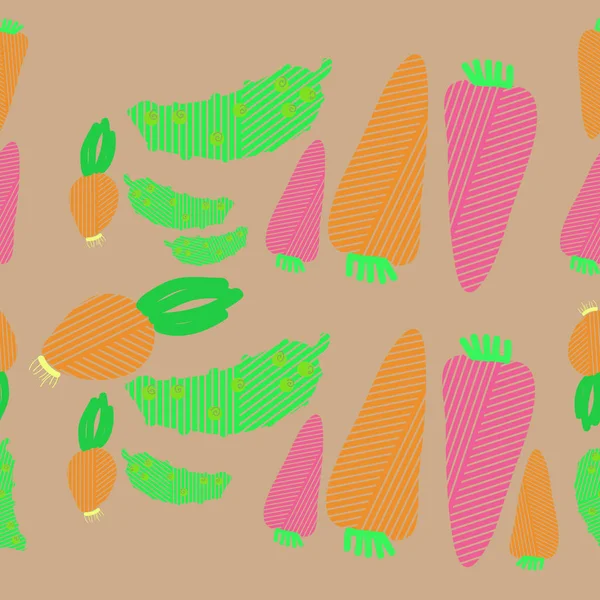 Vegetables Striped Pattern Illustration — Stock Vector