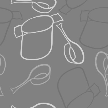 Soyut renkli tencere ve kaşık dikişsiz desen 