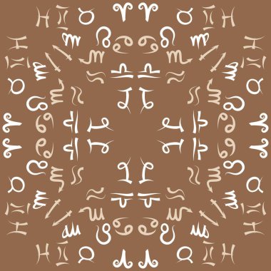 Zodiac Signs Dikişsiz desen. Vektör Illustration