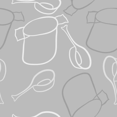 Soyut renkli tencere ve kaşık dikişsiz desen 