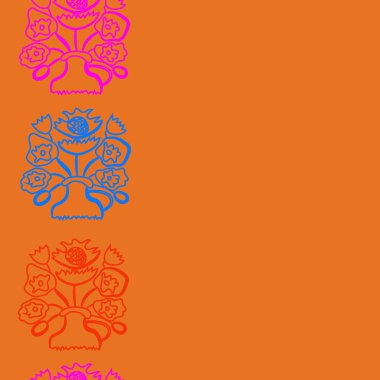 çizgi sanat çiçekleri ile kesintisiz etnik desen, vektör illüstrasyon