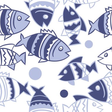 Balıklar ile sevimli Dikişsiz desen. Vektör Illustration
