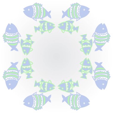 Balıklar ile sevimli Dikişsiz desen. Vektör Illustration