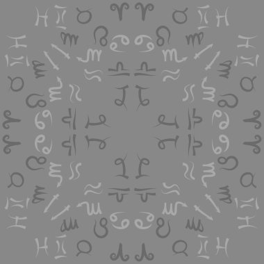 Zodiac Signs Dikişsiz desen. Vektör Illustration