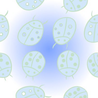 Uğur böcekleri ile kusursuz desen, vektör illüstrasyonu