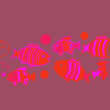 Balıklar ile sevimli Dikişsiz desen. Vektör Illustration