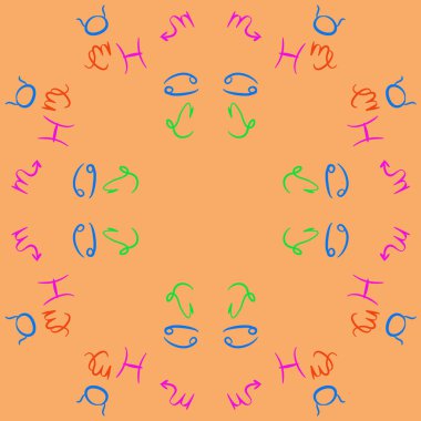 Zodiac Signs Dikişsiz desen. Vektör Illustration