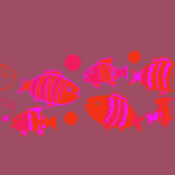 Cute Seamless Pattern Fishes Vector Illustration — Stock Vector