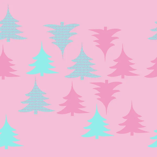 Naadloze Patroon Van Abstract Kleurrijke Kerstbomen — Stockvector