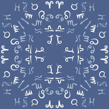 Zodiac Signs Dikişsiz desen. Vektör Illustration