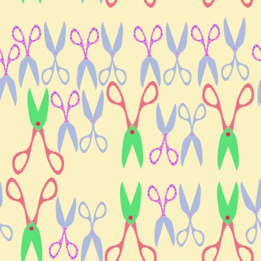 Renkli makaslı kusursuz desen 