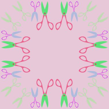 Renkli makaslı kusursuz desen 