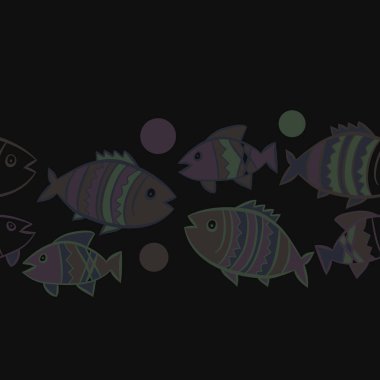 Balıklar ile sevimli Dikişsiz desen. Vektör Illustration