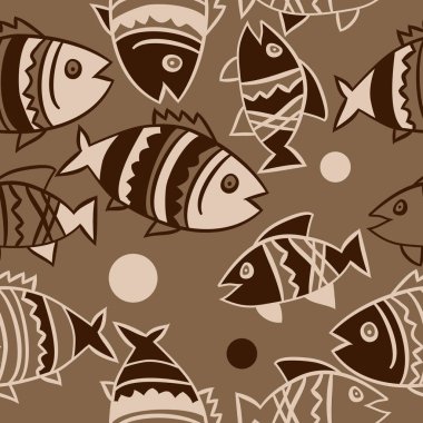 Balıklar ile sevimli Dikişsiz desen. Vektör Illustration