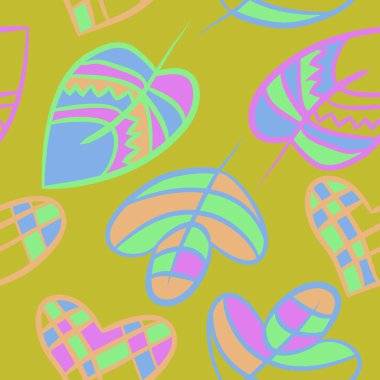 Soyut renkli yaprakları Dikişsiz deseni