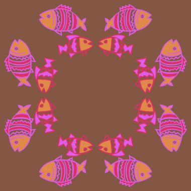 Balıklar ile sevimli Dikişsiz desen. Vektör Illustration