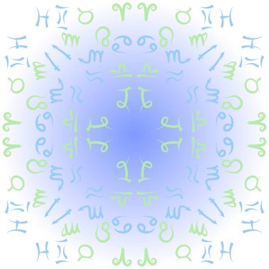 Zodiac Signs Dikişsiz desen. Vektör Illustration