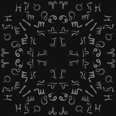 Zodiac Signs Dikişsiz desen. Vektör Illustration