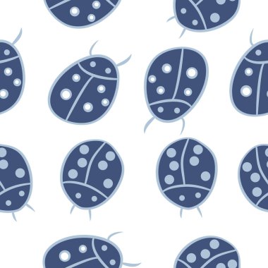 Uğur böcekleri ile kusursuz desen, vektör illüstrasyonu