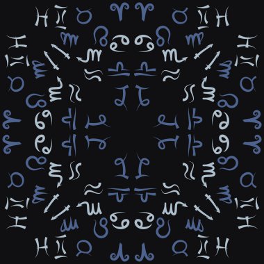 Zodiac Signs Dikişsiz desen. Vektör Illustration