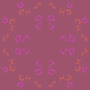 Zodiac Signs Dikişsiz desen. Vektör Illustration
