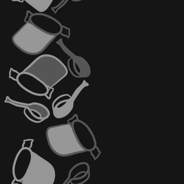 Kaşık elemanları ile dikişsiz soyut desen, modern mutfak arka plan