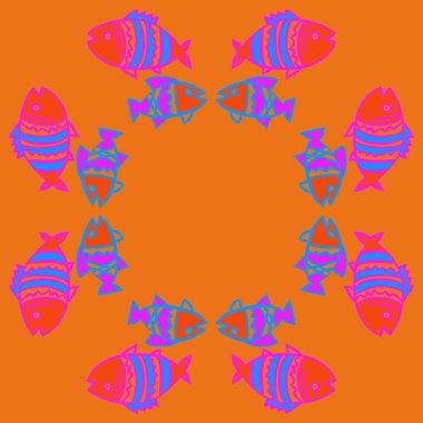 Balıklar ile sevimli Dikişsiz desen. Vektör Illustration