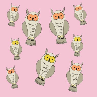 Soyut renkli baykuş Dikişsiz desen